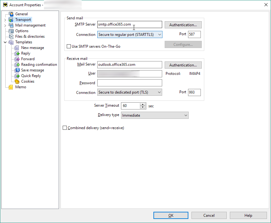 The Bat Transport settings