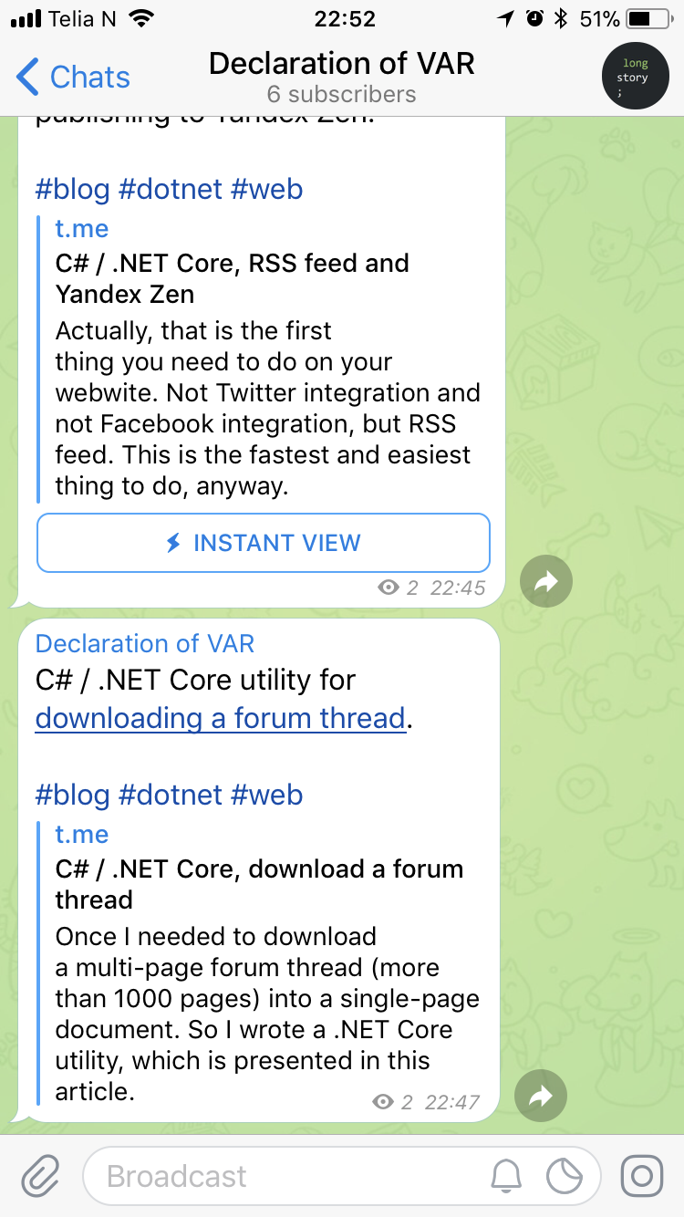 Telegram IV fail chat