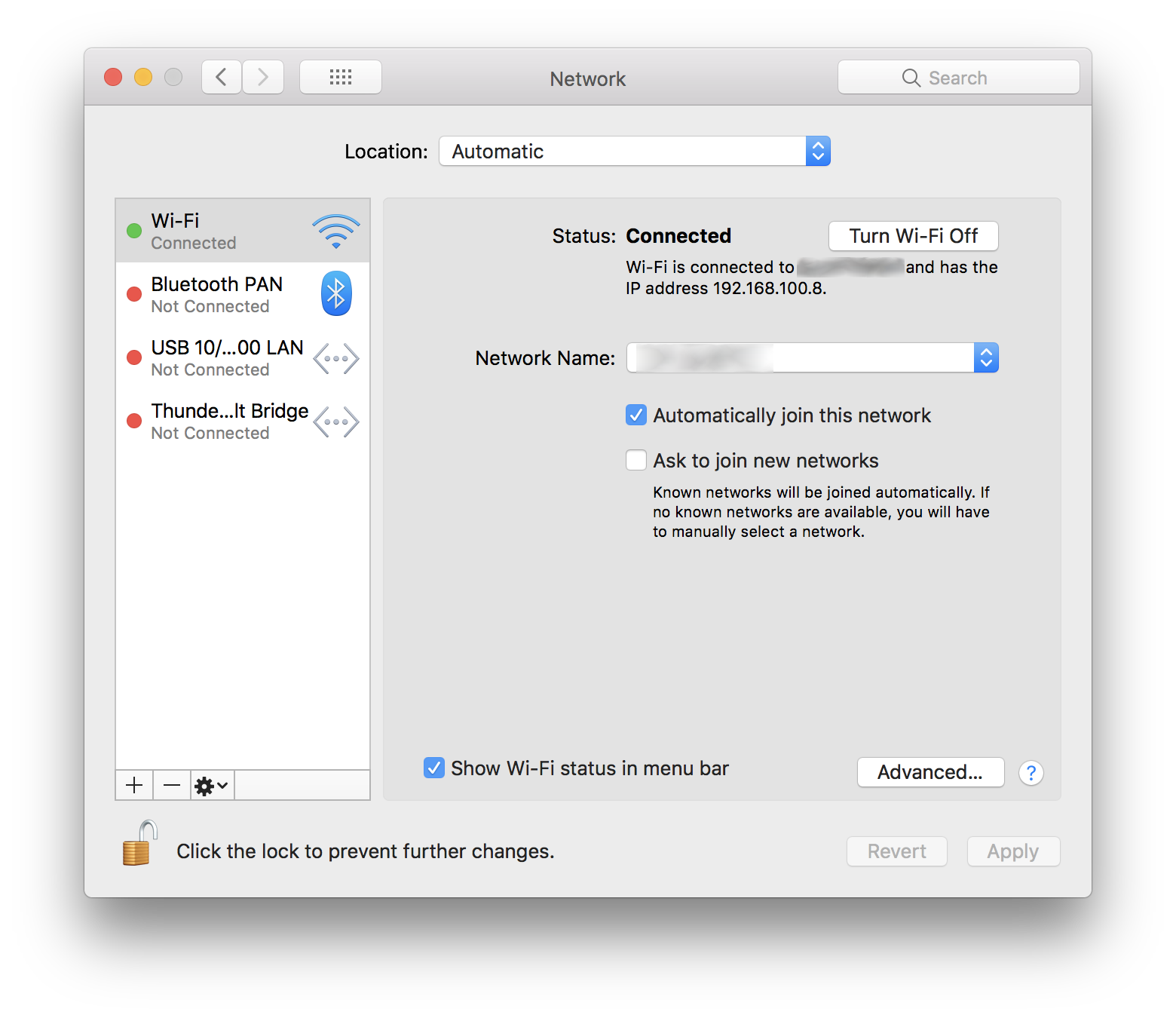 Mac OS network settings