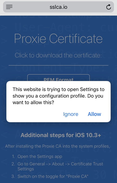 Proxie certificate