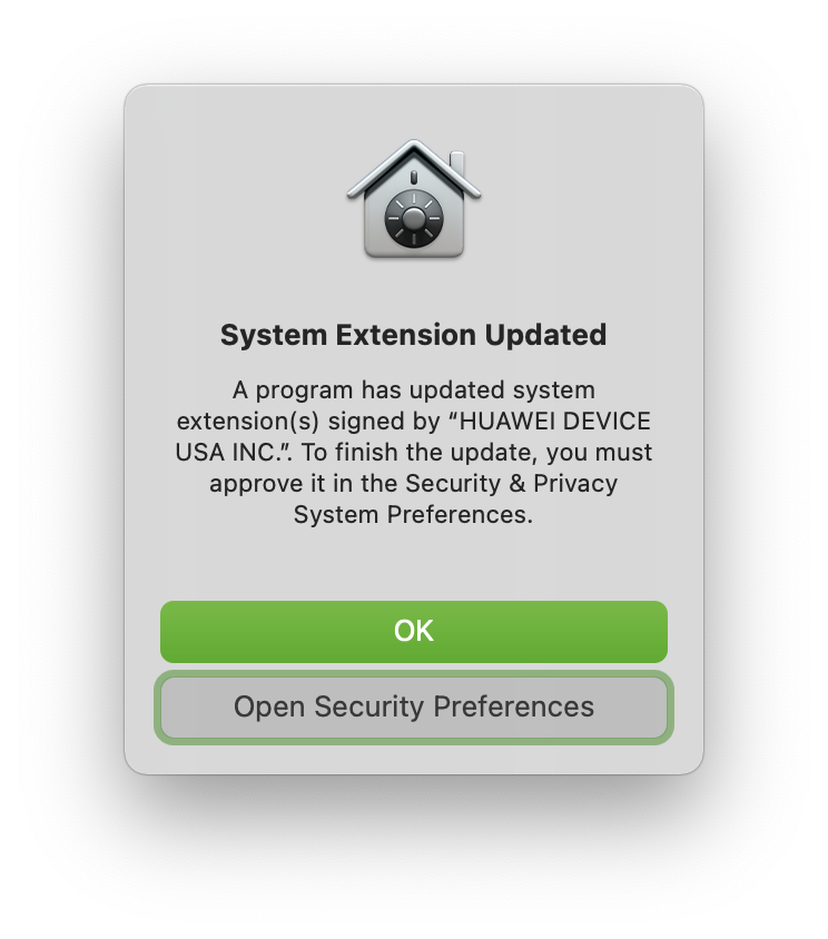 Mac OS Big Sur, system extension updated