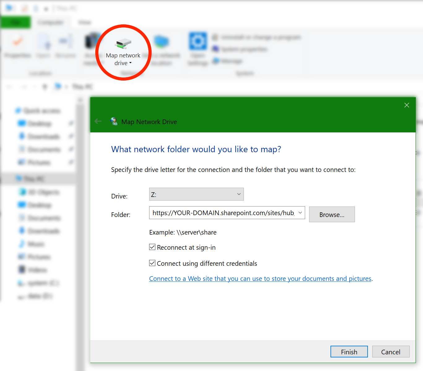 sharepoint mapped drive