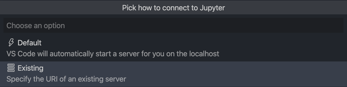 VS Code, adding Jupyter server 