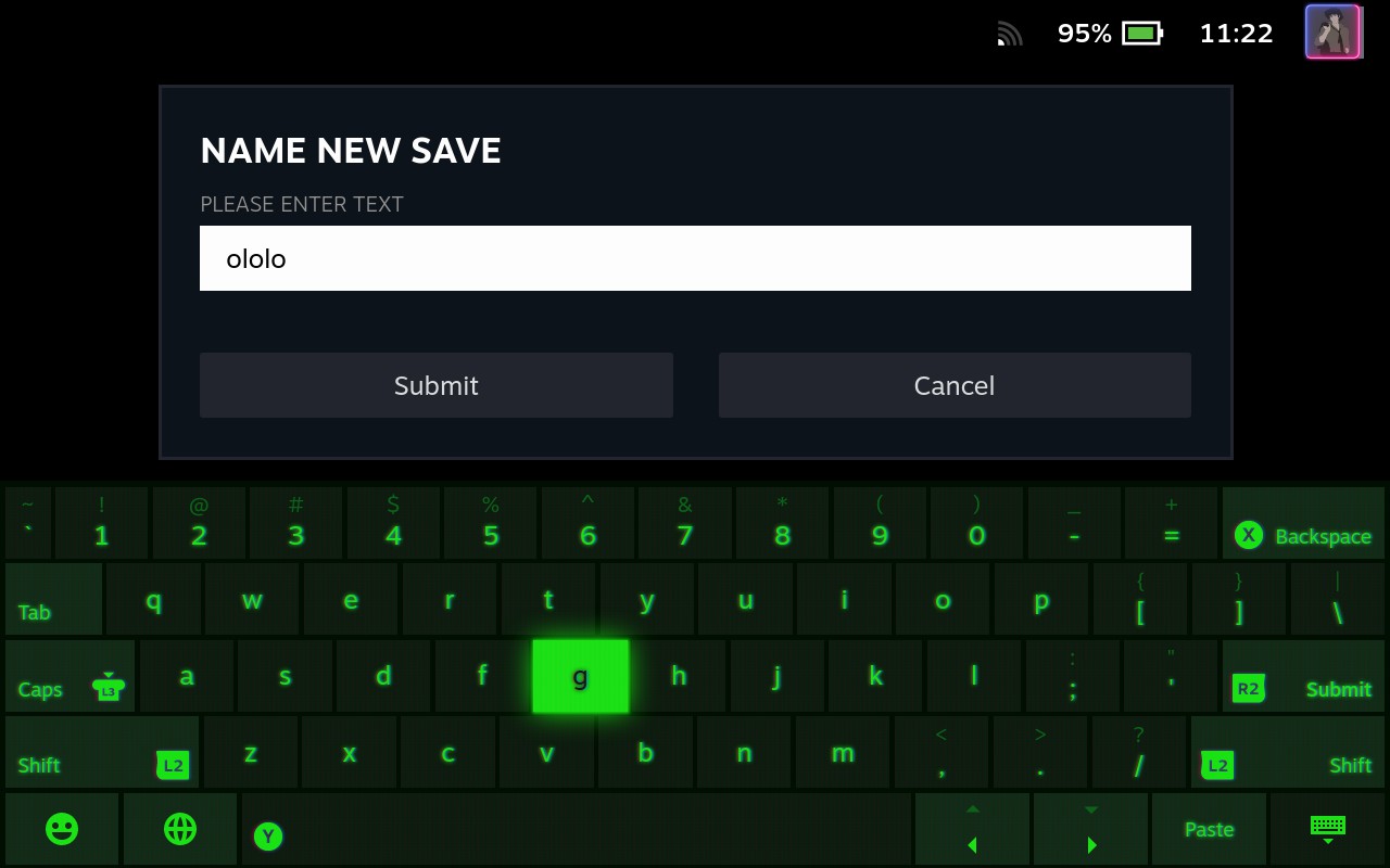 Steam Deck on-screen keyboard