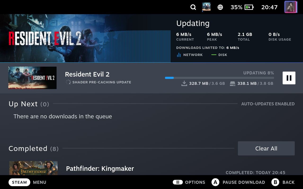 Steam Deck, Resident Evil 2 pre-caching update