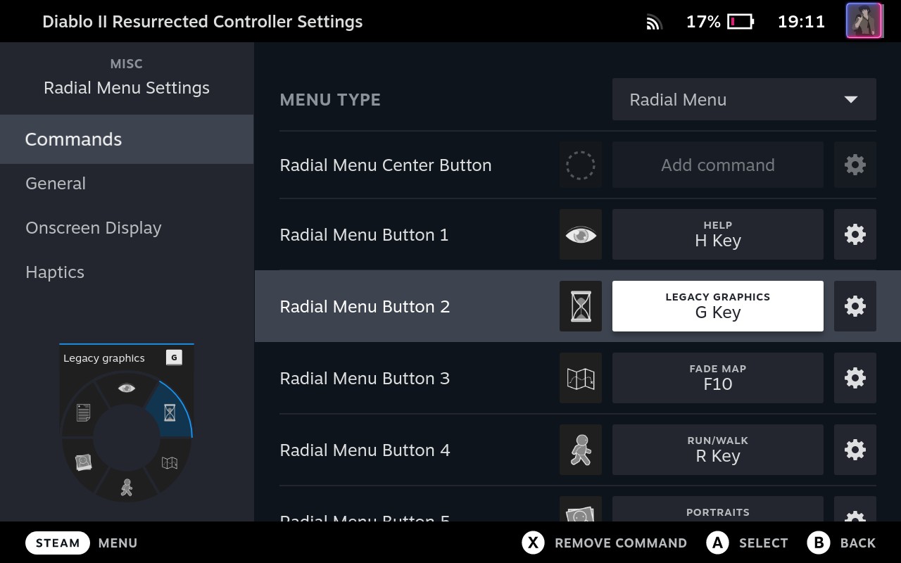 Steam Deck, Steam Input, radial virtual menu
