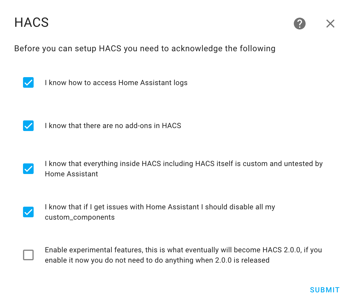 HACS integration acknowledgements