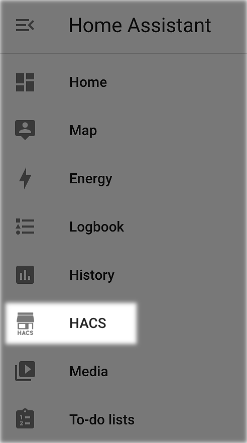 HACS on side panel in Home Assistant