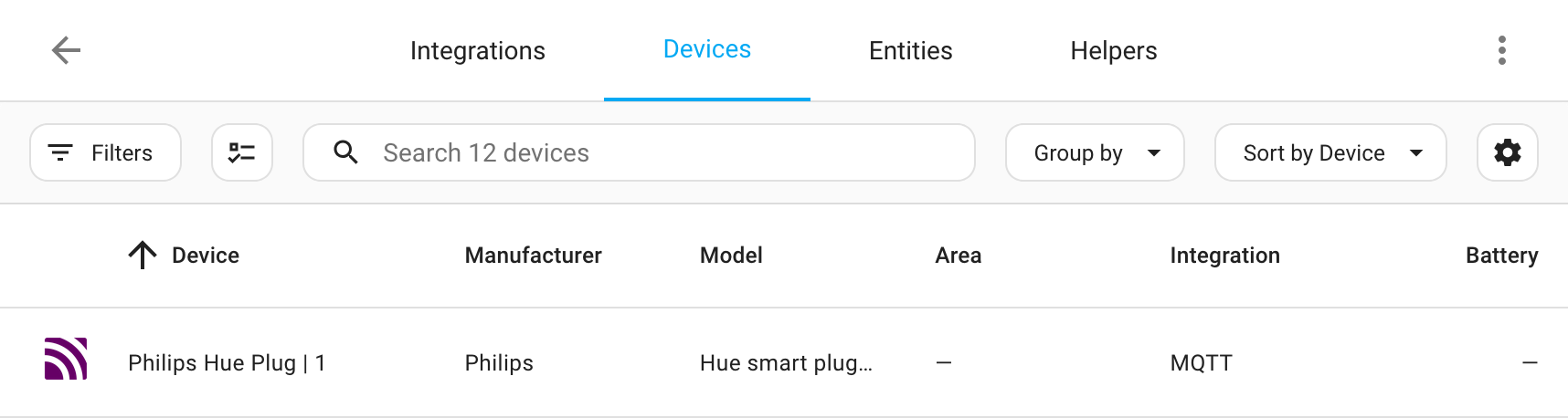 Philips Hue Smart plug in Home Assistant devices